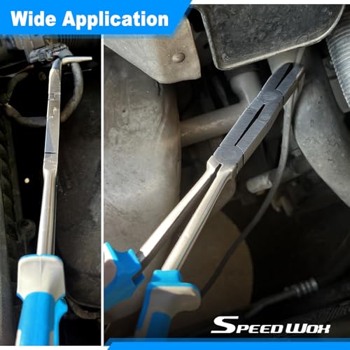 SPEEDWOX 13-Inch Long Reach Bent Double Jointed Dual Pivot Pliers - style: 90-Degree Bend Nose Pliers
