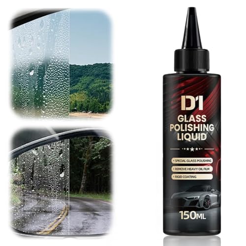 D1 Glass Polishing Liquid, 2025 New Car Glass Oil Film Remover and Auto Scratch Repair Compound, Car Glasses Polishing Compound, Anti-Fog Hydrophobic Coating Spray with Sponge (black-1pcs) - color: Black-1pcs