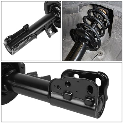 Auto Dynasty Pair of Front Coil Spring Shock Strut Mount Assembly and Rear Struts Shock Absorber Compatible with Chevy Equinox Pontiac Torrent Saturn Vue 2007-2010, Matte Black Powdercoat