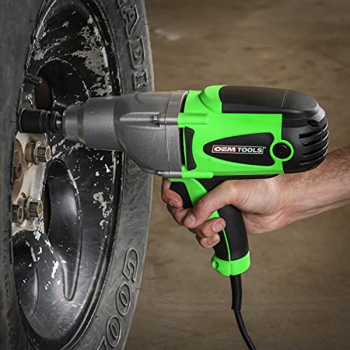 OEMTOOLS 24666 1/2” Drive Heavy Duty Impact Wrench, Corded 120v Impact Driver for Lug Nuts, Home Repairs, Automotive Maintenance, 8.5 Amp Electric Wrench, 400 Ft/Lb Maximum Torque | 120v Impact Driver, 400 Ft/Lb Maximum Torque, Cast Aluminum Gear Head, Ru