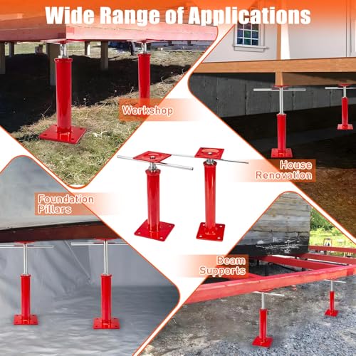 4 Pack House Jacks for Leveling Crawlspace, 16" - 21" Height Range, 11023 lbs Max Load Capacity, House Floor Jacks Post Pole for Leveling - size: 16" - 21" (4 Pack)