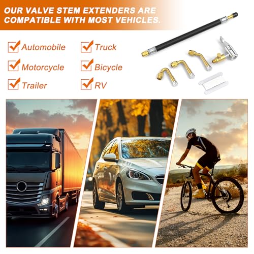 GASHER 5Pcs 8.26in Tire Valve Extenders, Valve Stem Extension with 45°/90°/ 135°Angles & Tire Inflator Hose Adapter - size: 210mm