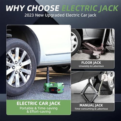Electric Hydraulic Car Jack - Upgraded 4 in 1 Floor Jack Lift Kit 5 Ton Vehicle Trailer Truck Trolley Jack Stand Tire Change and Emergency Tyre Repair,Green Jack Only - color: Green Jack Only