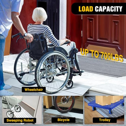 Nilight Door Threshold Ramp, 2" Rise Portable Aluminum Wheelchair Door Entry Ramps for Doorways Stairs Home Steps - size: 2" Rise