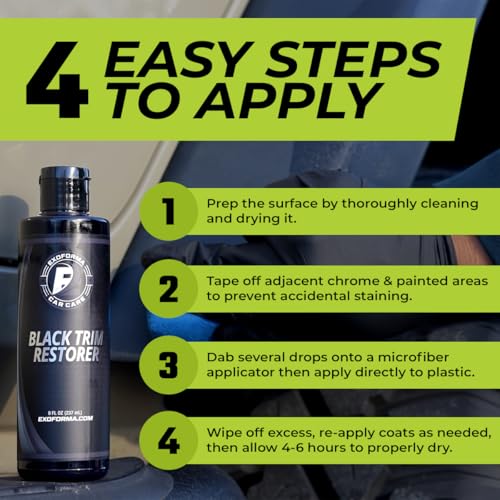 ExoForma Black Trim Restorer - Lasts 6+ Months, Dye Infused Waterproof Plastic Restorer for Cars - Perfect for Faded Bumpers, Trim & Vinyl on Jeeps, Truck Beds, Avalanches & ATVs | 8oz - size: 8 Oz