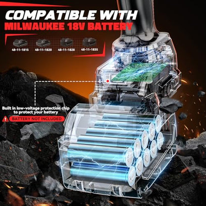 DIYtoolifz Cordless Impact Wrench 1/2" Compatible with Milwaukee 18v Battery, 750 Ft-lbs High Torque Impact Driver with 6Pcs Sockets & Storage Case, Impact Gun with 4-Speed & LED Light(Bare Tool)