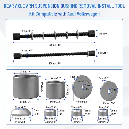 Bushing Press Kit Compatible with Volkswagen Audi Special Chassis Lining disassembly Tool, Rear axle Lower Support Swing arm Iron Sleeve Rubber Sleeve Replacement Tool