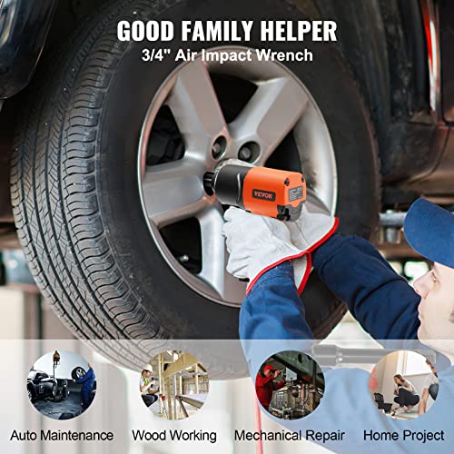 VEVOR Air Impact Wrench, 3/4-Inch Drive Air Impact Gun, Up to 1870ft-lbs Nut-busting Torque, Composite Pneumatic Impact Wrench for Auto Repairs and Maintenance Heavy Duty - size: 3/4-Inch/1870ft-lbs