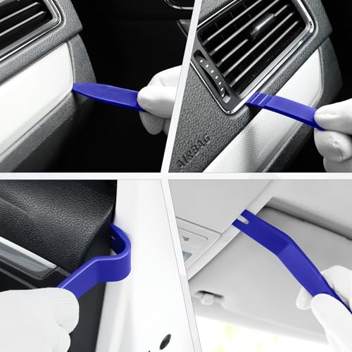 5 pcs Auto Trim Removal Tool Kit, No Scratch Plastic Pry Tool Kit - Interior Door Panel Clip Fastener Removal Set for Vehicle Dash Radio Audio Installer (Blue) - color: Blue