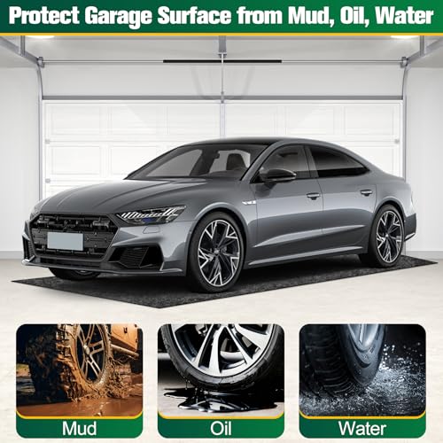 ToLanbbt Garage Floor Mat 36" x 29" - Oil Spill Mat for Under Car Driveway Oil Drip Pad with 8P Tapes, Waterproof Backing, Leak Absorbent, Reusable, Washable, Protect Garage Floor (1P, Dark Gray) - size: 3'x2'5"(36"x29")