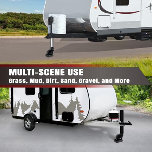HOXWELL Rubber Wheel Dock for Trailer Tongue Jack, Suit for 8"-10" Castor, Heavy Duty Wheel Dock for Cargo Camper RV Boat Roller Stopper, Caster Chock Easy to Store and Transport, Black(1 Pack)