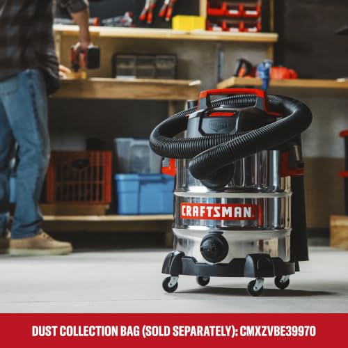 CRAFTSMAN CMXEVBE17155 10 Gallon 6.0 Peak HP Stainless Steel Wet Dry Vac