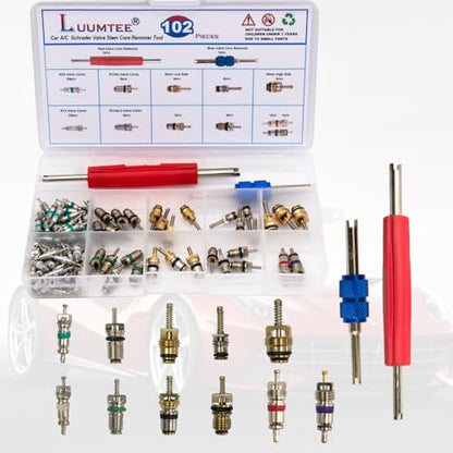 5 Set Car A/C Repair Kits,270pcs O-Ring Seals Kit+102PCS A/C Valve Core Kit+77pcs Charging Port Dust Caps+16pcs AC Fuel Line Disconnect Tool Set+45pcs Compressor Gasket Seals(510PCS)