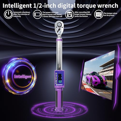 Digital Torque Wrench 1/2 Drive, (8.1-147.5 FT-LB/11-200N.M) ±2% High Accuracy Digital Torque Wrench, With Vibration, Buzzer and LED Alert - size: 1/2-inch (8.1-147.5 Ft-lbs./11-200Nm)