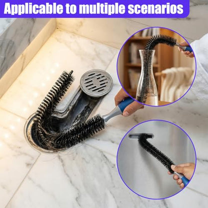 Car Engine Cleaning Brush with Long Handle, Flexible Hard Bristle Auto Detailing Brushes Kit with Hanging Hole, Bendable Car Wash Brush for Radiator Dryer Vent/Refrigerator Coil (2PCS) - size: 2PCS