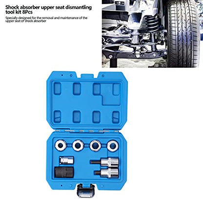 8PCS Strut Nut Socket Set, Steel Alloy Suspension Socket Kit, Professional Shock Absorber Removal Tool with Hex Drive Pins, Durable Car Repair Tool for Auto Shop and Home Mechanics