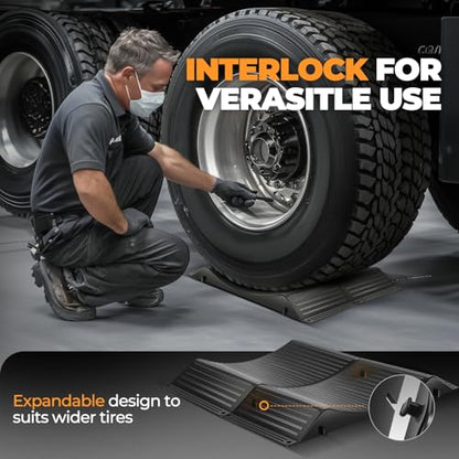 Auto Dynasty Tire Saver Ramps with Interlock Anti-Slip Design, Car Tire Wheel Chock for Tire Prevention and Vehicle Storage, 80,000 Pounds Load Capacity, Easy to Carry, Pack of 4