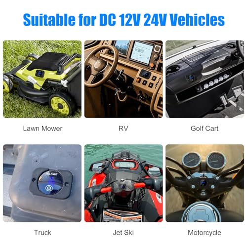 Linkstyle 2PCS Battery Voltage Gauge, LED Digital Display DC Voltage Meter, Waterproof Voltmeter with Touch Switch for 12V/24V Car RV Motorcycle Boat Golf Cart