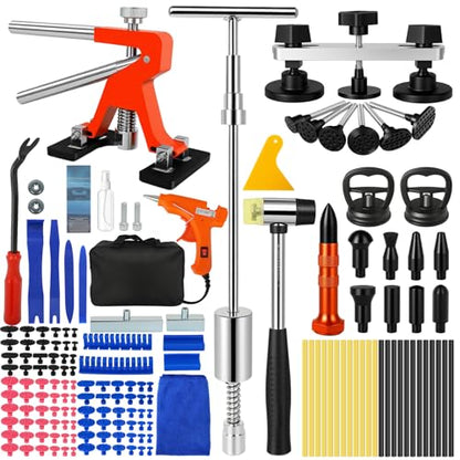 Dent Puller, 149PCS Paintless Dent Removal Kit – Car Dent Puller Kit with Slide Hammer 2 in 1 T-Bar, Lifter, Bridge Puller–Dent Remover Tool for Car Hail Dent Remove Repairs 95% of Car Dents