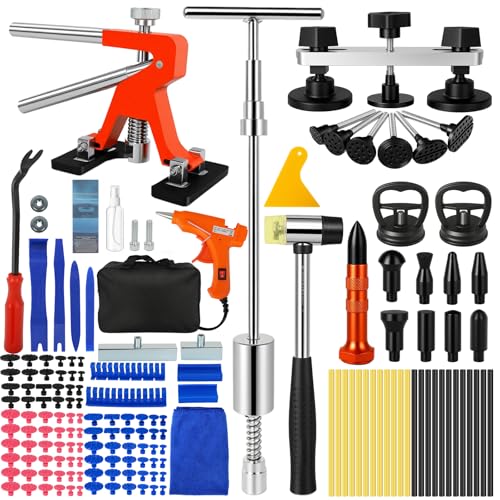 Dent Puller, 149PCS Paintless Dent Removal Kit – Car Dent Puller Kit with Slide Hammer 2 in 1 T-Bar, Lifter, Bridge Puller–Dent Remover Tool for Car Hail Dent Remove Repairs 95% of Car Dents