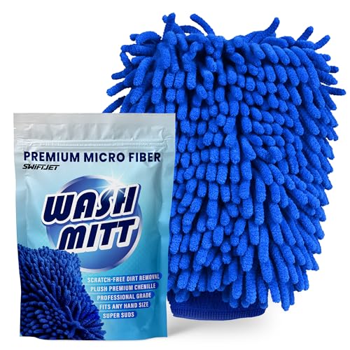 Ultra Plush Microfiber Car Wash Mitt - Scratch-Free, Lint-Free, Extra Absorbent, Machine Washable - Detailing Chenille Cleaning Mitt Perfect for Cars, Trucks, Motorcycles, and Household Surfaces - size: 1 Pack