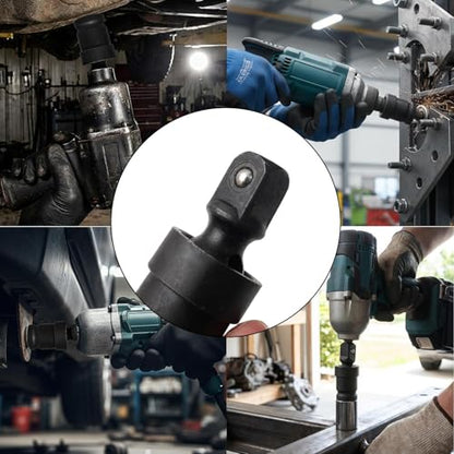 1/2 Inch Drive Impact Universal Joint Socket Adapter Extension Bar 360 Degree Swivel Wobble Socket for Air Ratchet Wrench Tools