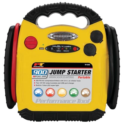 Performance Tool W1665 900 Amp Jump Starter, Inflator, Portable Power Unit - style: PORTABLE (900 PEAK AMP)