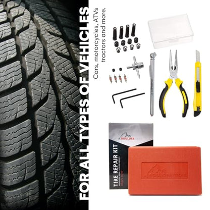 Boulder Tools Tire Repair Kit - Professional Heavy Duty Tire Plug Kit, Tubeless Tire Repair Kit for Flat Tire & Puncture Repair on Cars, Trucks, SUVs, ATVs, UTVs, RVs & Motorcycles - style: Tire Repair Kit