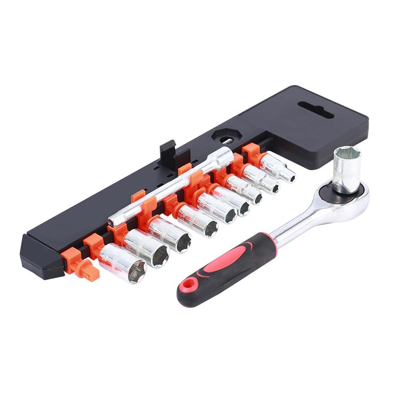 12Pcs 1/4" Ratchet Socket Wrench Set, Heavy Duty Chrome Steel Drive Socket Set of 10 4-13mm Socket Quick Release Ratchet Handles and Extensions - size: Small