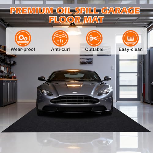 Grefinity Garage Floor Mat，8.2’x 22' Oil Spill Mat Heavy Duty Under Car Mat for Garage & Driveway, Protects Against Oil, Chemicals & Stains with TPE Anti-Leak Backing, Reusable & Washable - size: 8.2’x 22'
