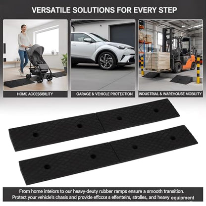 2" Curb Ramps for Driveway - PLSER Low Rubber Curb Driveway Ramp 4410 LBS/2T Capacity Vehicle Ramps for Motorcycle Car Bike Lawn Mowers Mobile,2PCS - size: 39.37"×5.91"×2"