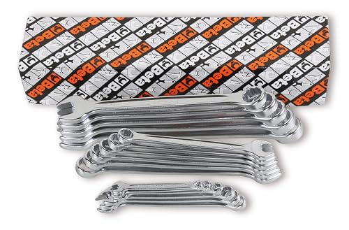 Beta 42 Series 17-piece Metric Combination Wrench Set, 6mm-22mm | Made in Italy | 15° Offset Open and Box End|12-Point Box End|Chrome Nickel-Plated Steel|Automotive, Industrial, Professional - size: Set of 17