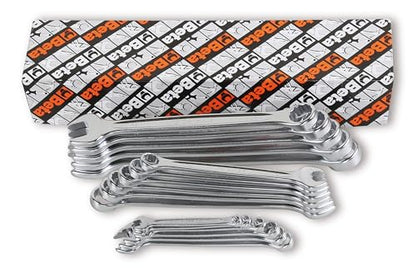 Beta 42 Series 17-piece Metric Combination Wrench Set, 6mm-22mm | Made in Italy | 15° Offset Open and Box End|12-Point Box End|Chrome Nickel-Plated Steel|Automotive, Industrial, Professional - size: Set of 17