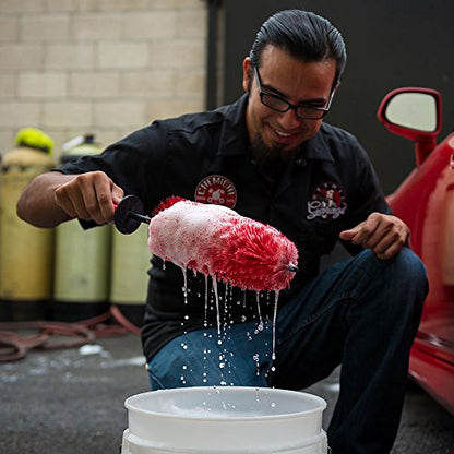 Chemical Guys Red Rocket Detailing Brush - Flexible Long-Reach Wheel and Rim Cleaning Tool for Cars, Trucks, SUVs, Motorcycles, and RVs - Safely Cleans Tight Spaces, Spokes, and Crevices - style: Red Rocket