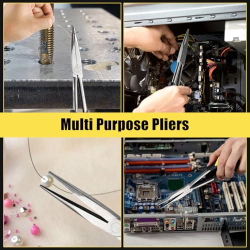 Long Needle Nose Pliers-11’’, for Home,Fishing, Jewelry,Crafts, 2pcs | for Tight Spaces,Paper Clamp Precision, High Carbon Steel, Non-slip Handle,Effort-Saving Design - style: Two-11in