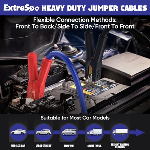 EXTRESPO 2/0 Gauge 30 FT Heavy Duty Jumper Cables, 1500Amp Quick Connect Booster Cables for 12V & 24V Cars, SUVs and Trucks, Kit with Carry Case, Gloves, Brushes - size: 00 Gauge 30 FT