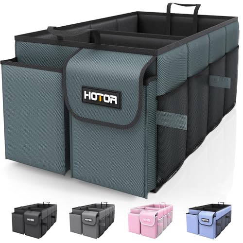 HOTOR Trunk Organizer for Car - Car Organizer, Foldable Trunk organizer for SUVs & Sedans, Sturdy Organization for Car Accessories, Tools, Sundries, Deep Teal, 2 Compartments, 21.3"×12.6"×10.6" - color: Gray-green, size: Medium (2 Compartments)