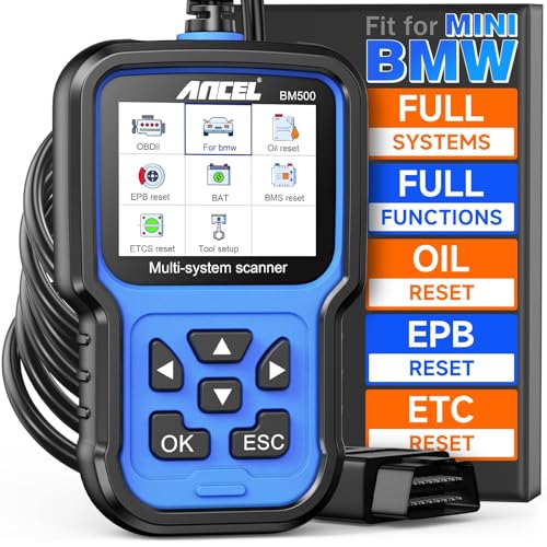 ANCEL BM500 OBD2 Scanner for BMW & MINI, Simplified Battery Registration, EPB, Oil, Throttle, PCM Resets, I/M Readiness, Full System Diagnostics for Engine, Transmission, ABS, SRS, DSC & More - color: Blue