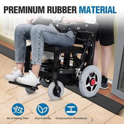 Nilight 0.4" Rise Threshold Ramp for Doorways, 39.4" Wide Low Profile Cuttable Rubber Wheelchair Access Door Ramp for Doorway, Curb, Home Steps, Bathroom - size: 0.4" Rise