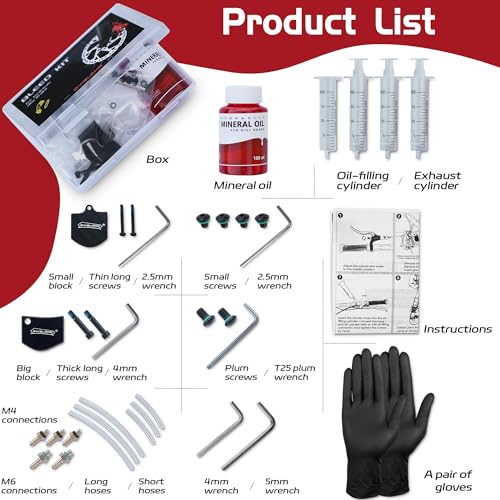 DYISALND Brake Bleed Kit for All Hydraulic Disc Brake Series Products，Including Mineral Brake Fluid and Installation Tools.