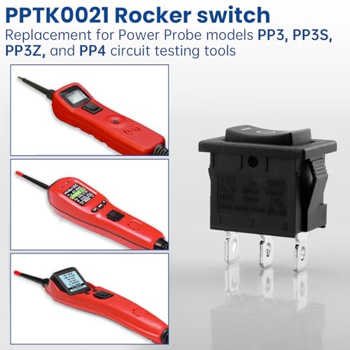 Rocker Switch PPTK0021 for Power Probe PP3 PP3S PP3Z PP4, Power Probe 3 Replacement 6A 250VAC / 10A 125VAC Circuit Testing Rocker Switch