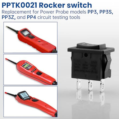 Rocker Switch PPTK0021 for Power Probe PP3 PP3S PP3Z PP4, Power Probe 3 Replacement 6A 250VAC / 10A 125VAC Circuit Testing Rocker Switch