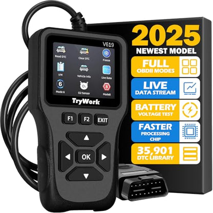 OBD2 Scanner Diagnostic Tool, Check Engine Code Reader with 35901 DTC Lookup, Mode 6 & 8, I/M Readiness for All OBDII Cars Since 1996 (Gray) - color: Gray