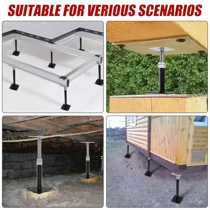 4 Pack 5-8 Inch Adjustable House Floor Jacks, Heavy Duty, 11,000 lb Each | Telescoping Screw Jack Posts Include a Wrench for Temporary Support of Floor Joists, Beams, Porches and Crawl Spaces - size: 5-8 inch