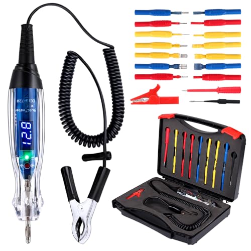 AWBLIN Test Light Probe Kit, 3-72V DC LED Digital Automotive Circuit Tester | with Voltmeter, 18 Pieces Multi Function Auto Fuse Voltage Tester Electric Probe Test Kit
