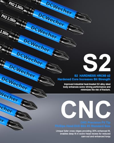 10-Pack 2 Phillips Bits for Impact Driver, 2.5-Inch Magnetic Drill Screwdriver Bit Set, with 1/4" Hex Shank S2 Steel, for Power Drill, Professional & DIY - size: 2.5 inch 10pcs ph2
