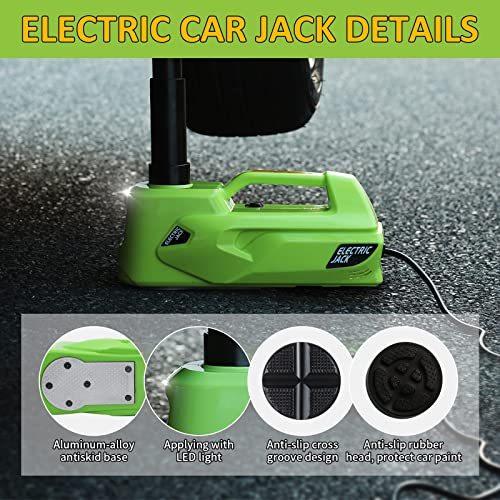 Electric Car Jack 5Ton 12V Hydraulic Car Jack Lift (Lifting Range: 6.1~17.7 inch) Built-in Safety Hammer, and LED Light for SUV MPV Sedan Truck Change Tires Garage Repair - color: Jack
