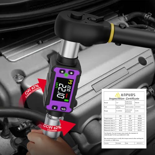 ANPUDS 1/2" Digital Torque Adapter Set (0.4-22.1 Ft-lb / 0.6-30 Nm) | Slim Precision Torque Meter, ±2% Accuracy, High-Accuracy Digital Torque Wrench Converter for Bicycles & Motorcycles - size: 1/2" (0.4-22.1 Ft.lb/0.6-30 Nm)