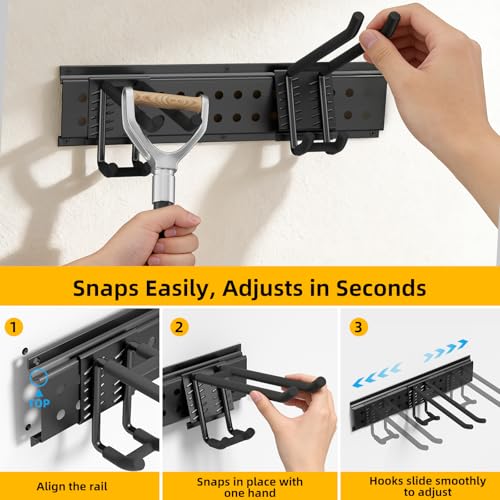 GRENPRO 66 Inch Garage Tool Organizer, 10 Assorted Hooks Heavy Duty Rack Holds 720 LBS - size: 66 inch