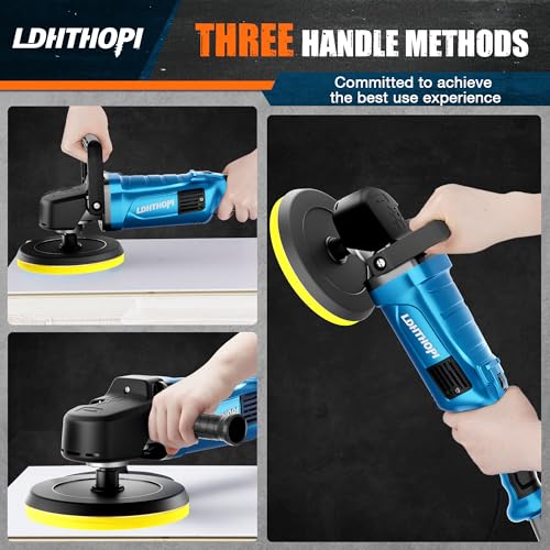 LDHTHOPI Buffer Polisher, 1800W 6 inch/7 inch Rotary Buffer Polisher Waxer, 2026 Upgraded 750-3100RPM Car Buffers and Polishers with 6 Variable Speeds, for Car, Boat, Furniture, Floor - size: 1800W Rotary Buffer Polisher